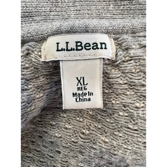 LL Bean Cotton Organic Cotton Cocoon Cardigan Sweater Gray Cream XL - Picture 5 of 6